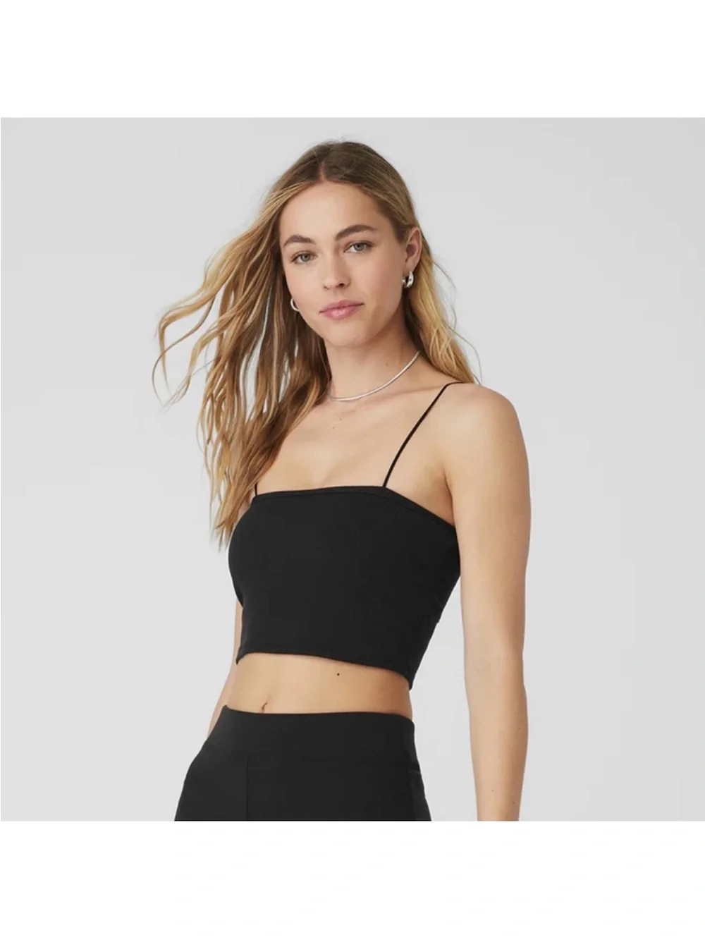 Alo Yoga Goddess Ribbed Bandeau Top (Black)